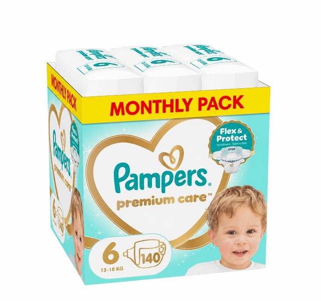 Pampers Premium Care No6 13-18kg Monthly Pack 140τμχ