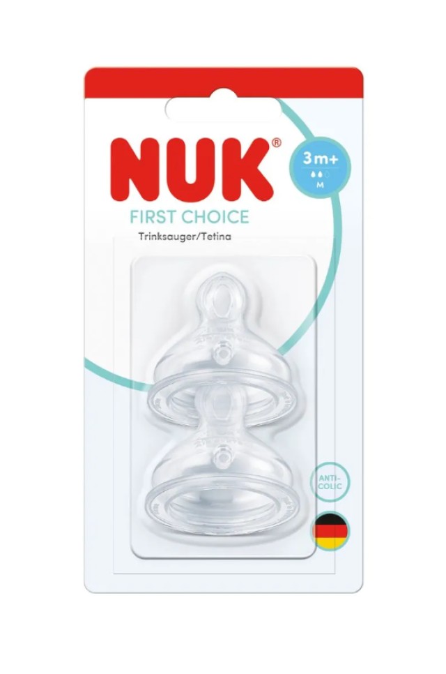 Nuk First Choice Plus Θηλή Σιλικόνης 3m+ Medium 2τμχ