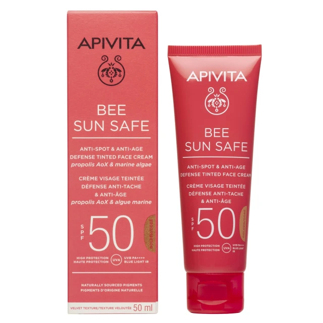 Apivita Bee Sun Safe Κρέμα Προσώπου κατά των Ρυτίδων & των Πανάδων SPF50 Χρώμα Golden 50ml