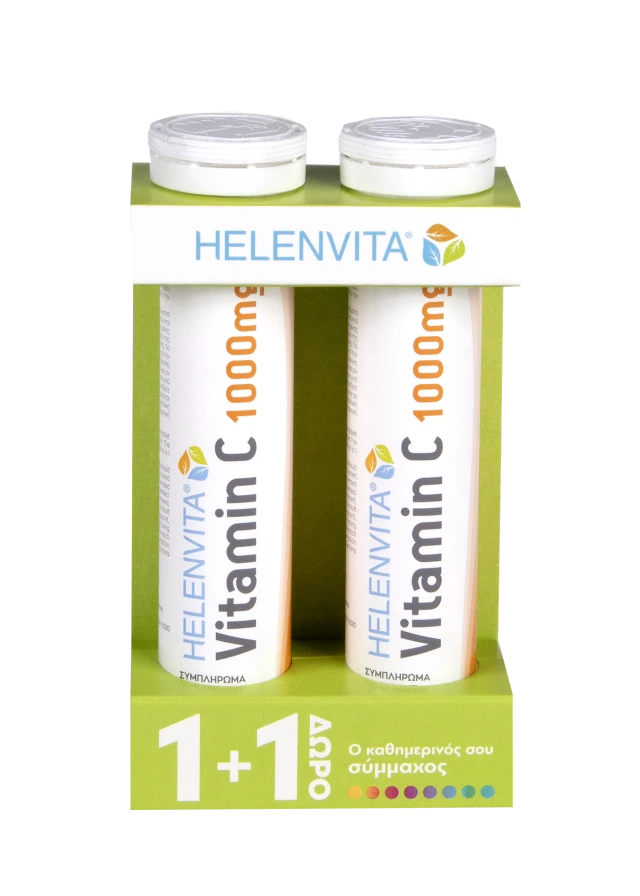 Helenvita Vitamin C 1000mg 20tabs Αναβράζουσες 1+1 Δώρο