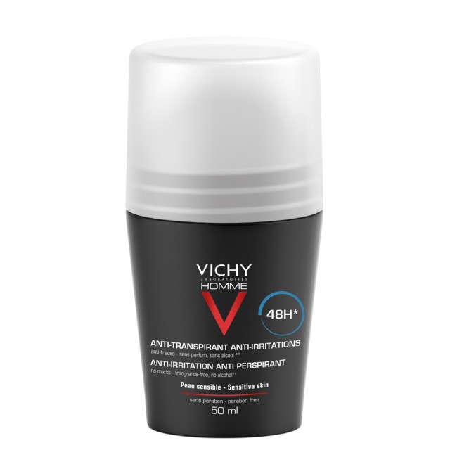Vichy Homme 48h Deodorant Roll-on for Sensitive Skin για Ευαίσθητες Επιδερμίδες 50ml