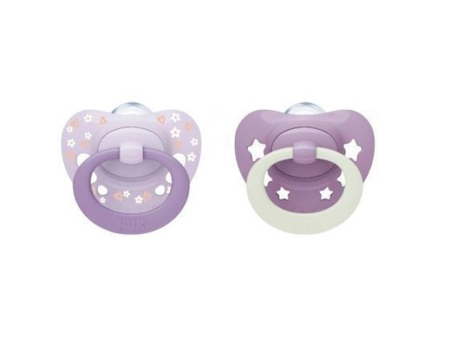 NUK First Choice Classic Πιπίλα Σιλικόνης Day&Night 18-36m Μωβ 2τμχ