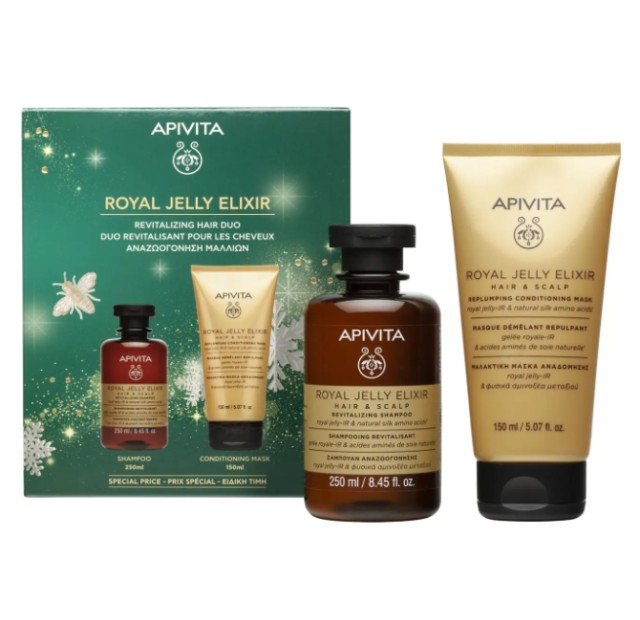 Apivita Royal Jelly Elixir Σαμπουάν Αναζωογόνησης 250ml & Μαλακτική Μάσκα Αναδόμησης 150ml Promo Pack