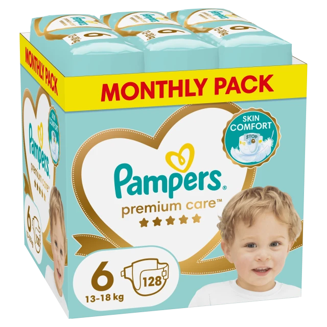 Pampers Premium Care No6 13-18kg Monthly Pack 128τμχ
