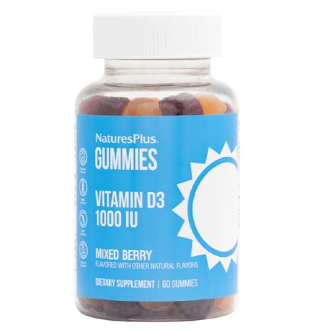 Natures Plus Vitamin D3 1000iu 60 Ζελεδάκια