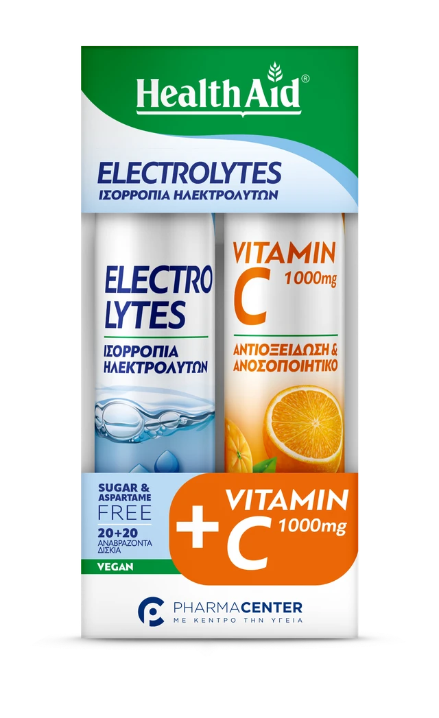 Health Aid Electrolytes 20 Αναβράζουσες Ταμπλέτες +Δώρο Vitamin C 1000mg