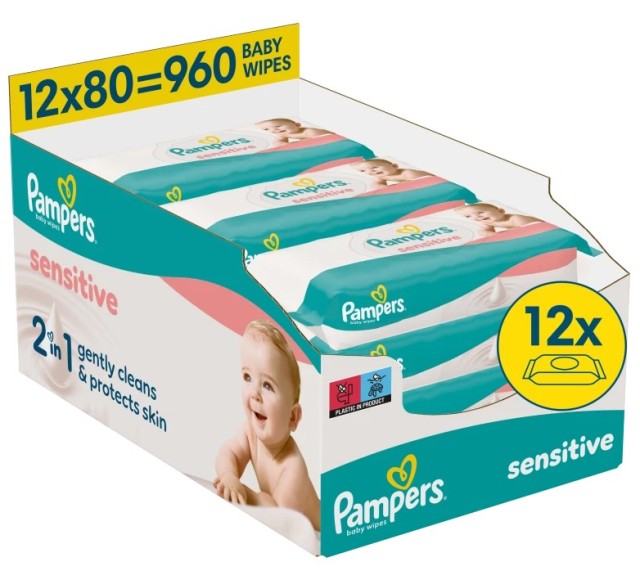 Pampers Wipes Sensitive E-Box 12x80τμχ