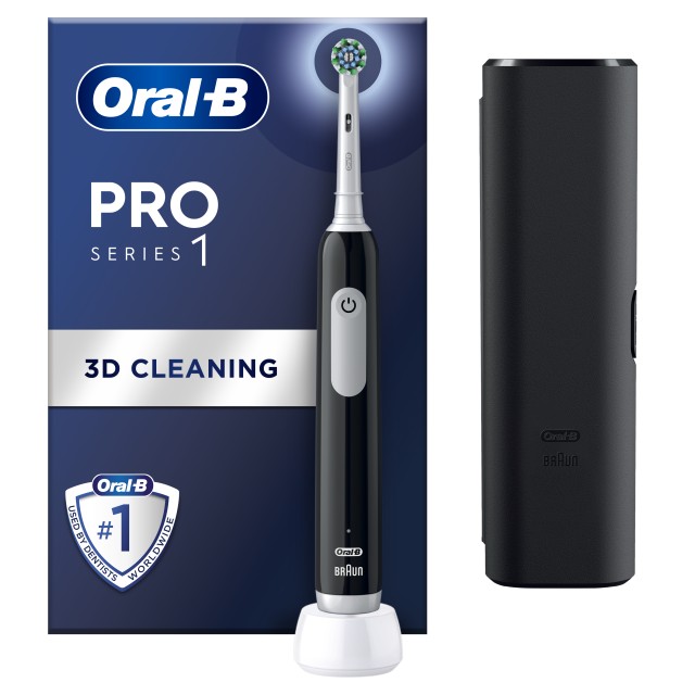 Oral-B Pro Series 1 Ηλεκτρική Οδοντόβουρτσα Mαύρη με Θήκη Ταξιδίου