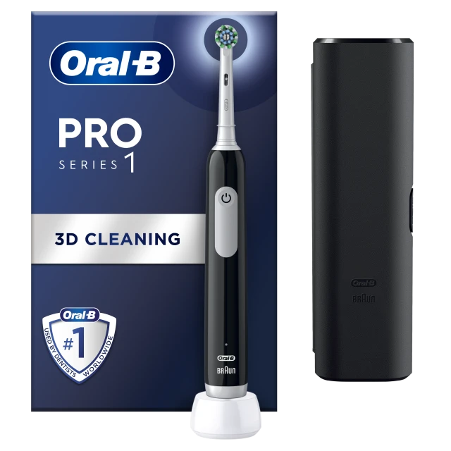 Oral-B Pro Series 1 Ηλεκτρική Οδοντόβουρτσα Mαύρη με Θήκη Ταξιδίου