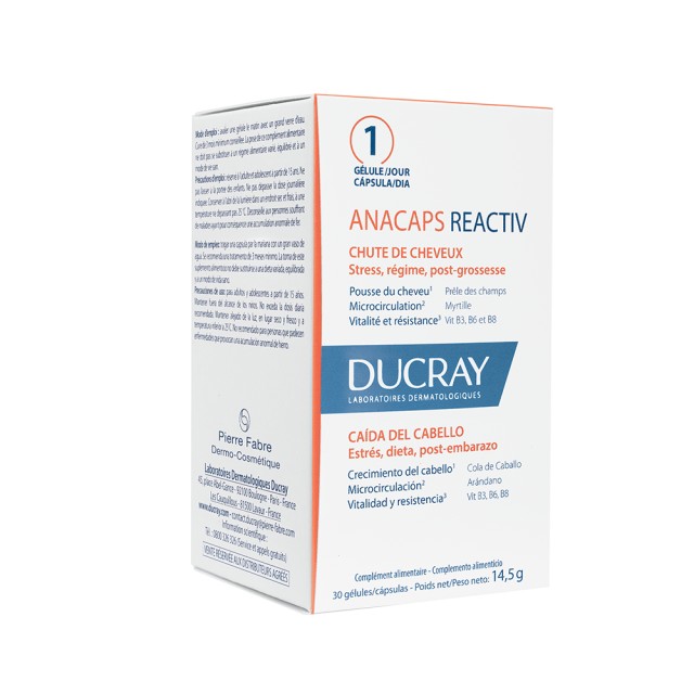 Ducray Anacaps Reactiv Συμπλήρωμα διατροφής κατά της Τριχόπτωσης 30caps