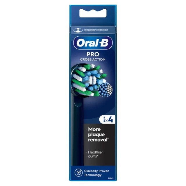 Oral-B Ανταλλακτικές Κεφαλές Pro Cross Action Black 4τμχ