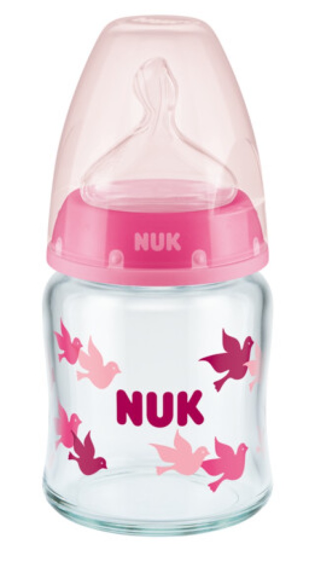 NUK First Choice Μπιμπερό Γυάλινο Ρόζ 120ml 0-6m