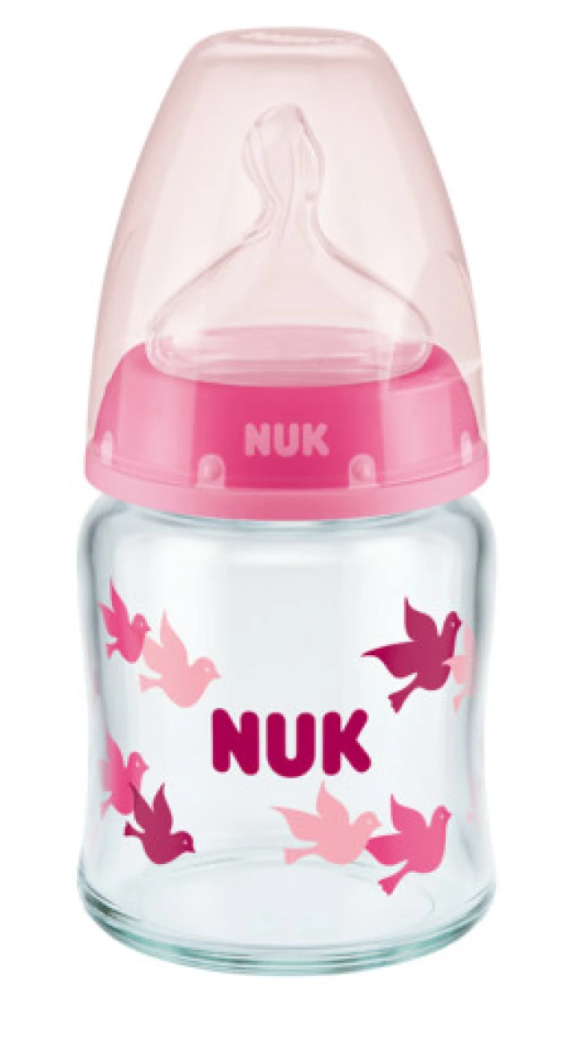 NUK First Choice Μπιμπερό Γυάλινο Ρόζ 120ml 0-6m