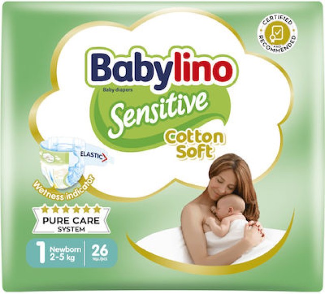 Babylino Sensitive Cotton Soft Πάνες No1 Newborn 2-5kg 26τμχ