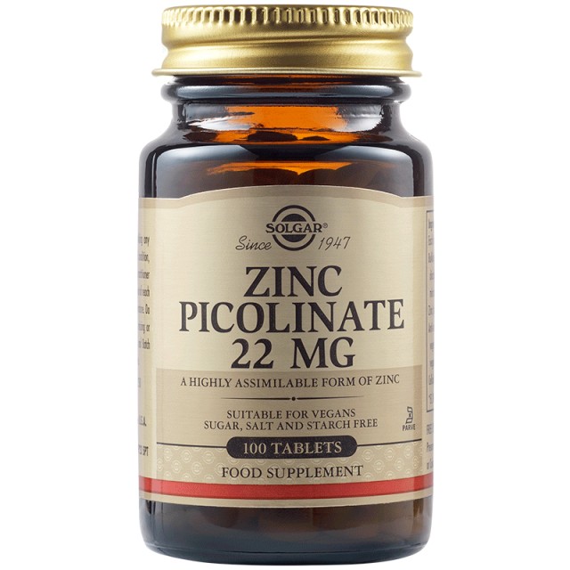 Solgar Zinc Picolinate 22mg 100tabs