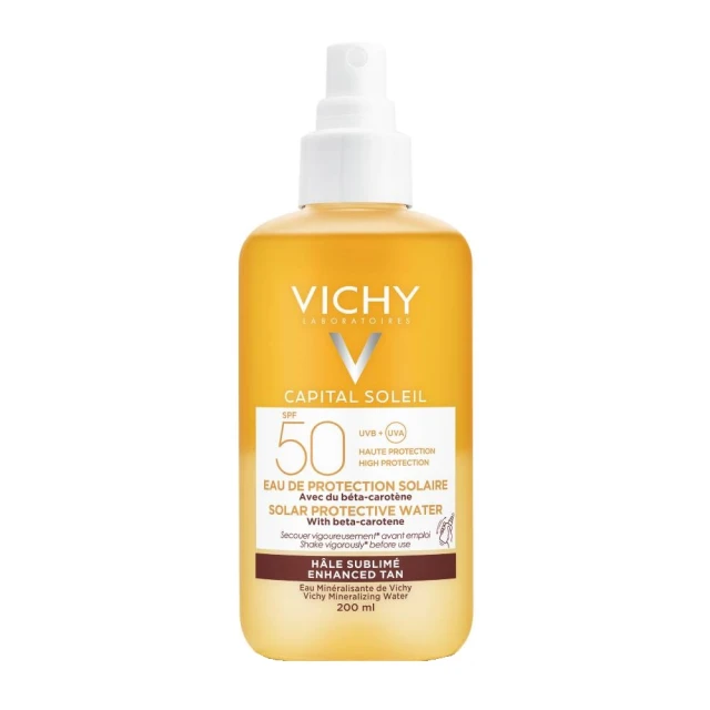 Vichy Capital Soleil Protective Water Bronzing SPF50 Αντηλιακό Νερό για Λαμπερό Μαύρισμα 200ml