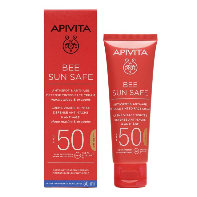 Apivita Bee Sun Safe Κρέμα Προσώπου κατά των Ρυτίδων & των Πανάδων SPF50 με Χρώμα 50ml