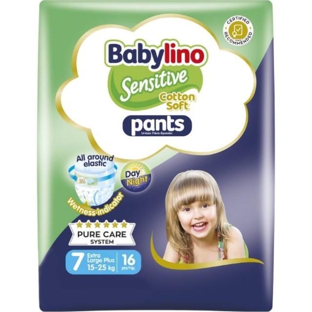 Babylino Sensitive Cotton Soft Πάνα Βρακάκι Nο7 XL Plus 15-25kg 16τμχ