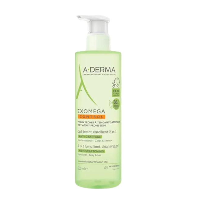 A-Derma Exomega Control Gel Καθαρισμού για Σώμα & Μαλλιά Ατοπικό Δέρμα 500ml