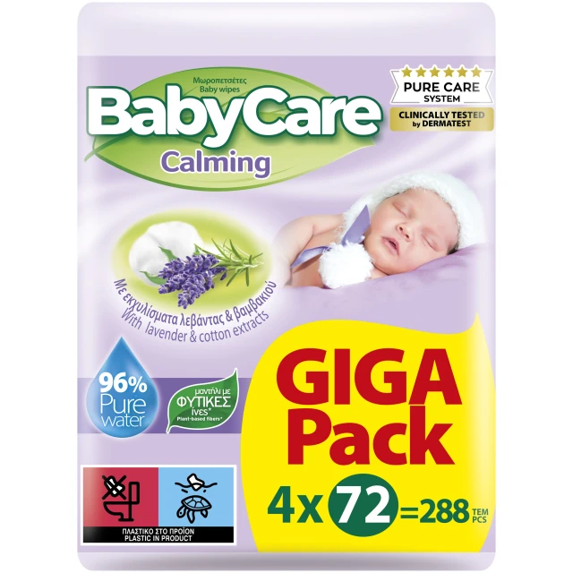 Babycare Μωρομάντηλα Calming 4x72τμχ Giga Pack