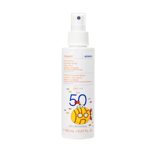 Korres Sunscreen Yoghurt Kids Spray Body+Face Γιαούρτι Παιδικό Αντηλιακό Spray Σώματος + Προσώπου SPF50 150ml