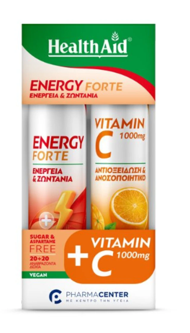 Health Aid Energy Forte 20 Αναβράζοντα Δισκία +Δώρο Vitamin C 1000mg