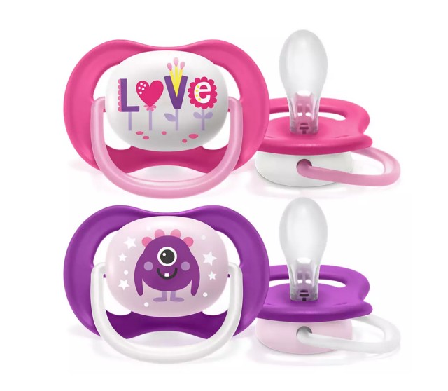 Philips Avent Πιπίλα Σιλικόνης Ultra Air Happy 6-18m Ροζ-Μωβ