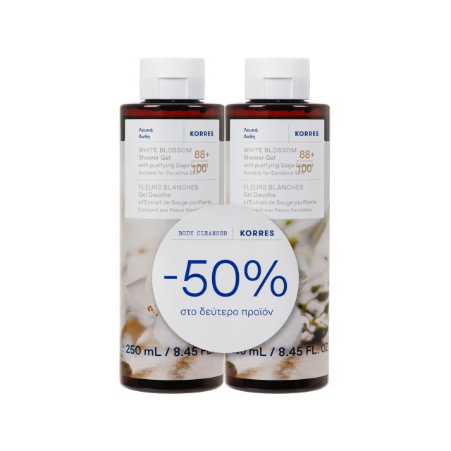 Korres Αφρόλουτρο Λευκά Άνθη 2x250ml -50% στο 2ο Προϊόν