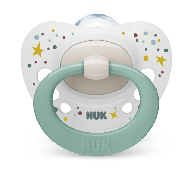 NUK Πιπίλα Σιλικόνης Signature Λευκή-Πράσινη 0-6m