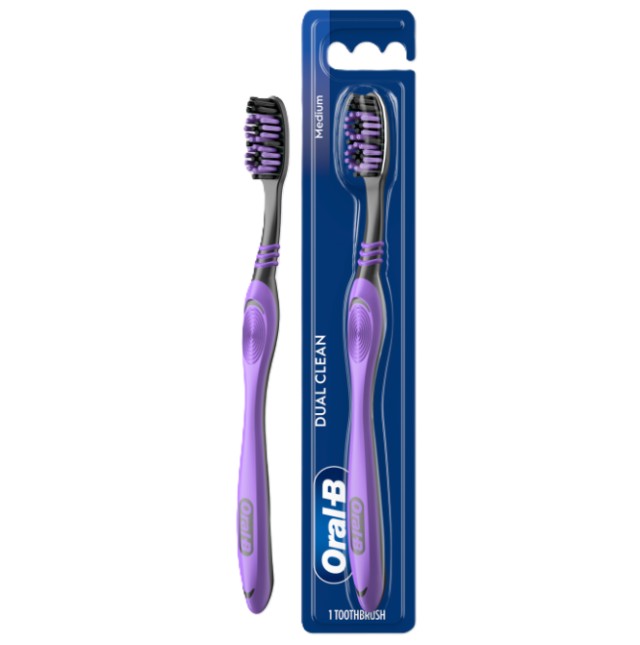 Oral B Οδοντόβουρτσα Dual Clean Medium Μωβ