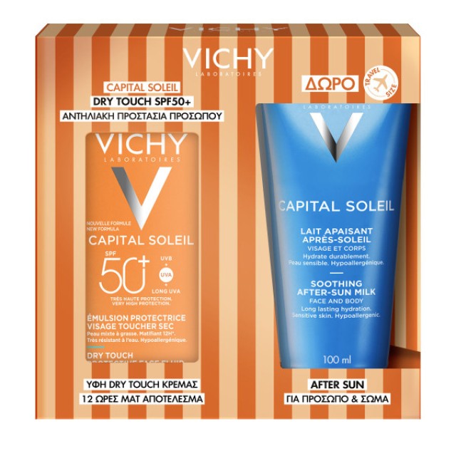 Vichy Capital Soleil Dry Touch SPF50+ Αντηλιακή Κρέμα Προσώπου για Ματ Αποτέλεσμα 50ml με Δώρο After Sun 100ml