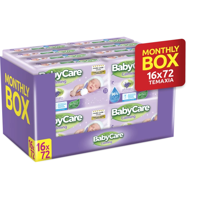 Babycare Μωρομάντηλα Calming 16x72τμχ Monthly Box